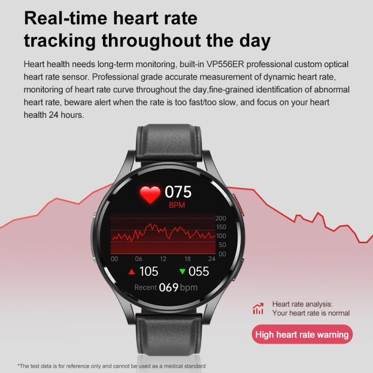 1.43 inch Leather Strap Bluetooth Call Smart Watch Support ECG / Non-invasive Blood Sugar(Brown) - Smart Watches by buy2fix | Online Shopping UK | buy2fix