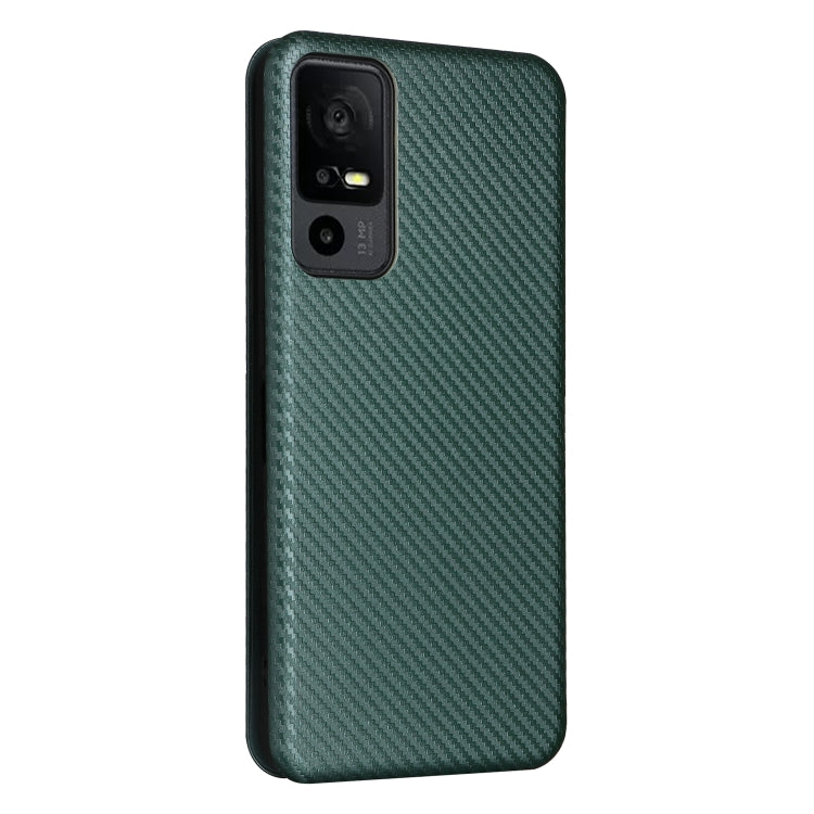 For TCL 40 XL Carbon Fiber Texture Flip Leather Phone Case(Green) - TCL by buy2fix | Online Shopping UK | buy2fix