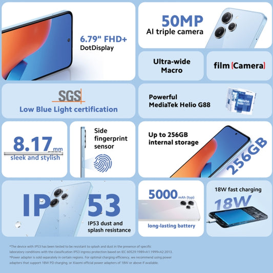 Xiaomi Redmi 12 Global, 8GB+128GB, 6.79 inch MIUI 14 MediaTek Helio G88 Octa Core 2.0GHz, NFC, Network: 4G(Black) by Xiaomi