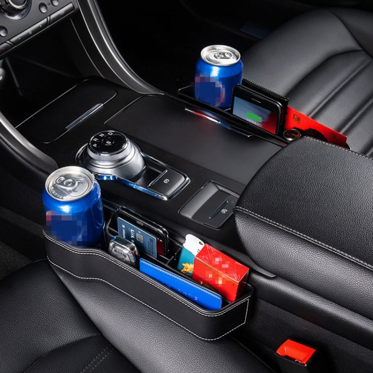 Car Multi-functional Console Box Cup Holder Seat Gap Side Storage Box, Leather Style, Color:Black(Front Passenger Seat) by buy2fix