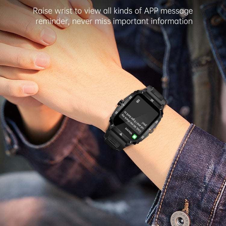 KT71 1.96 inch HD Square Screen Rugged Smart Watch Supports Bluetooth Calls/Sleep Monitoring/Blood Oxygen Monitoring(Black + Gold) by buy2fix