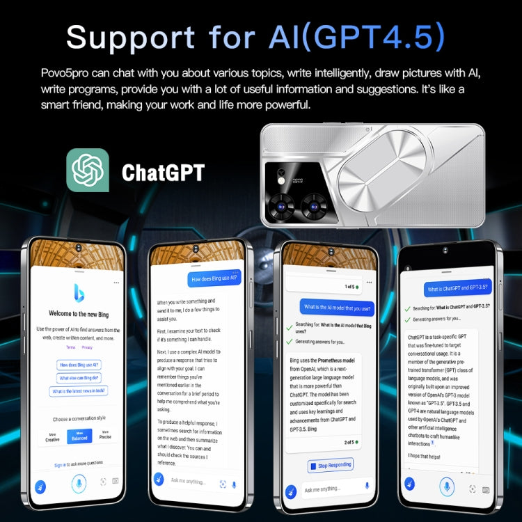 Povo5pro / PU31, 3GB+32GB, 6.53 inch Face Identification Android 8.1 MTK6753 Octa Core, Network: 4G, AI GPT4, Dual SIM(Black) by buy2fix