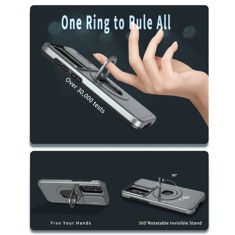 For Samsung Galaxy S23 5G Camshield MagSafe Ring Holder Armor Phone Case(Titanium Grey) by buy2fix