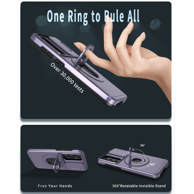 For Samsung Galaxy S23 5G Camshield MagSafe Ring Holder Armor Phone Case(Puple) by buy2fix