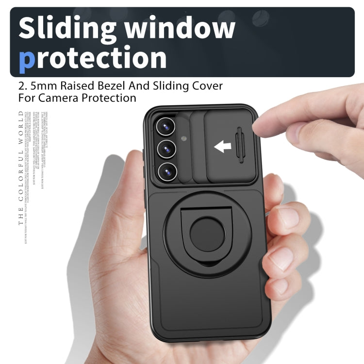 For Samsung Galaxy S22 5G Camshield MagSafe Ring Holder Armor Phone Case(Black) - Galaxy S22 5G Cases by buy2fix | Online Shopping UK | buy2fix