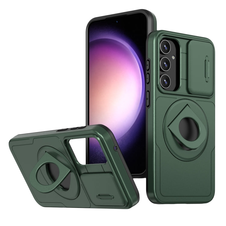 For Samsung Galaxy S22+ 5G Camshield MagSafe Ring Holder Armor Phone Case(Deep Green) - Galaxy S22+ 5G Cases by buy2fix | Online Shopping UK | buy2fix