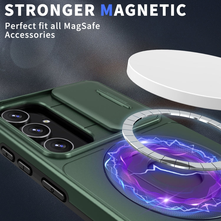 For Samsung Galaxy S22+ 5G Camshield MagSafe Ring Holder Armor Phone Case(Deep Green) - Galaxy S22+ 5G Cases by buy2fix | Online Shopping UK | buy2fix
