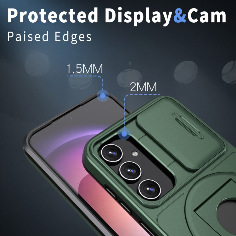 For Samsung Galaxy S22+ 5G Camshield MagSafe Ring Holder Armor Phone Case(Deep Green) - Galaxy S22+ 5G Cases by buy2fix | Online Shopping UK | buy2fix