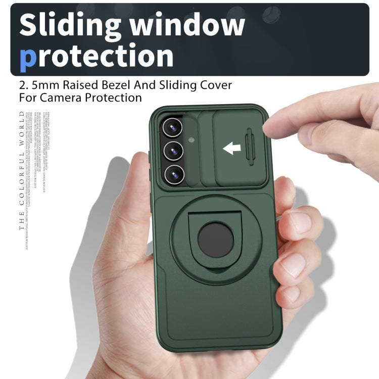 For Samsung Galaxy S22+ 5G Camshield MagSafe Ring Holder Armor Phone Case(Deep Green) - Galaxy S22+ 5G Cases by buy2fix | Online Shopping UK | buy2fix