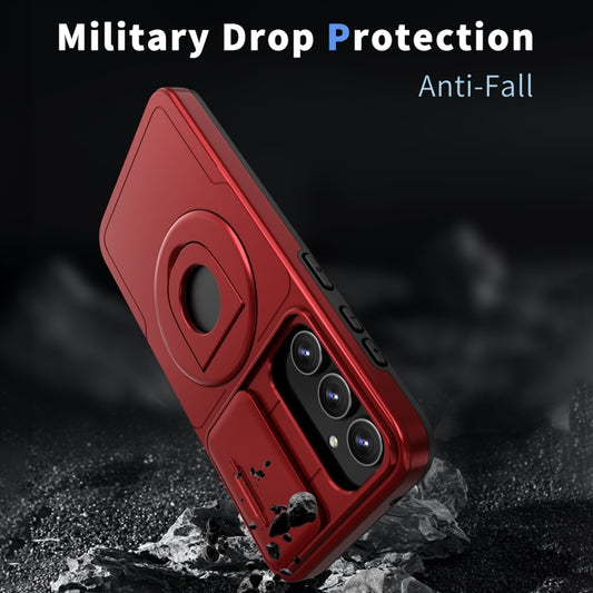 For Samsung Galaxy S22+ 5G Camshield MagSafe Ring Holder Armor Phone Case(Red) by buy2fix