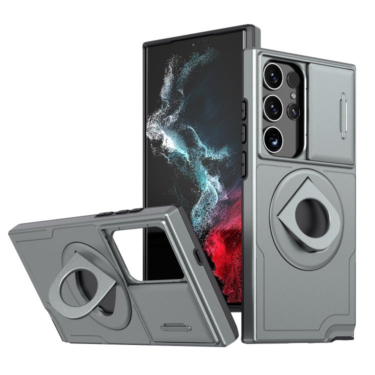 For Samsung Galaxy S22 Ultra 5G Camshield MagSafe Ring Holder Armor Phone Case(Titanium Grey) - Galaxy S22 Ultra 5G Cases by buy2fix | Online Shopping UK | buy2fix