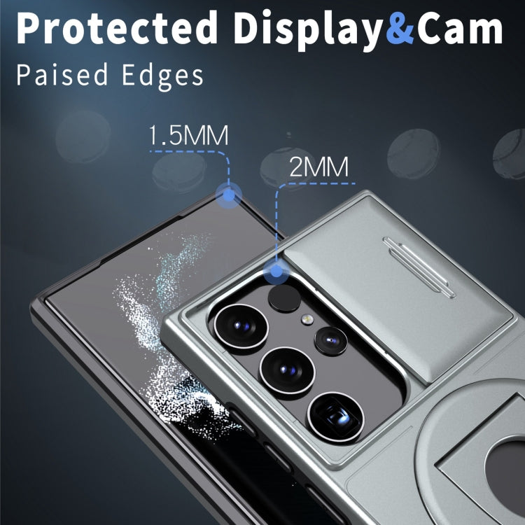For Samsung Galaxy S22 Ultra 5G Camshield MagSafe Ring Holder Armor Phone Case(Titanium Grey) - Galaxy S22 Ultra 5G Cases by buy2fix | Online Shopping UK | buy2fix