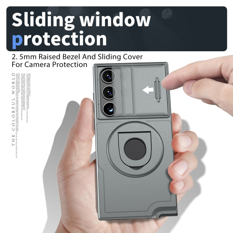 For Samsung Galaxy S22 Ultra 5G Camshield MagSafe Ring Holder Armor Phone Case(Titanium Grey) - Galaxy S22 Ultra 5G Cases by buy2fix | Online Shopping UK | buy2fix