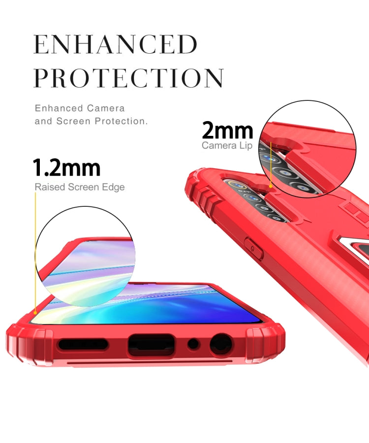 For OPPO A91 & F15 & Reno3 Carbon Fiber Protective Case with 360 Degree Rotating Ring Holder(Red) - OPPO Cases by buy2fix | Online Shopping UK | buy2fix