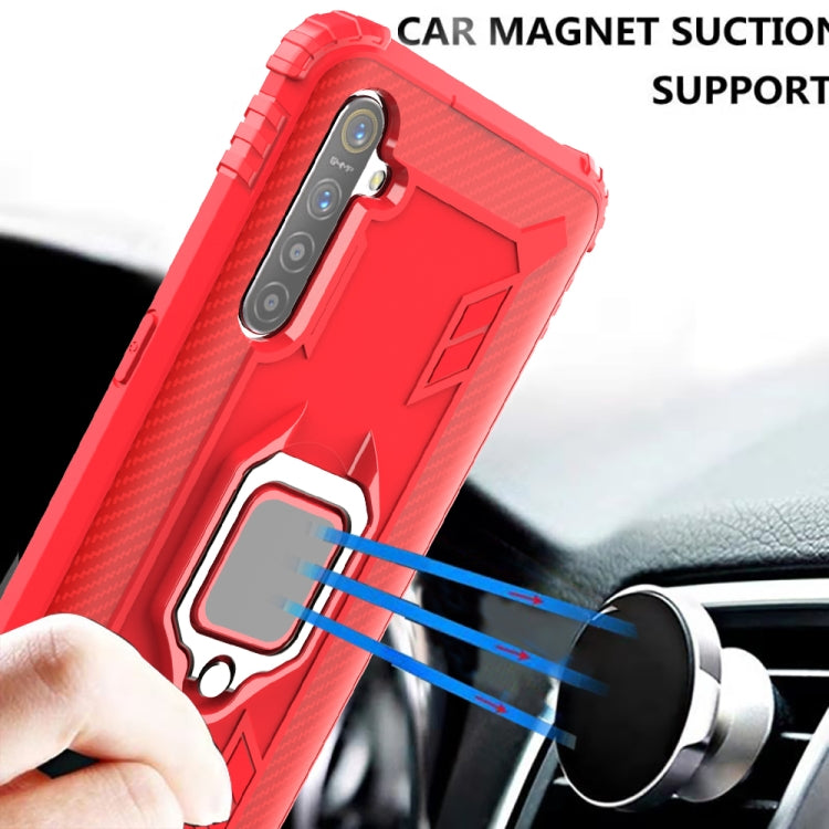 For OPPO A91 & F15 & Reno3 Carbon Fiber Protective Case with 360 Degree Rotating Ring Holder(Red) - OPPO Cases by buy2fix | Online Shopping UK | buy2fix