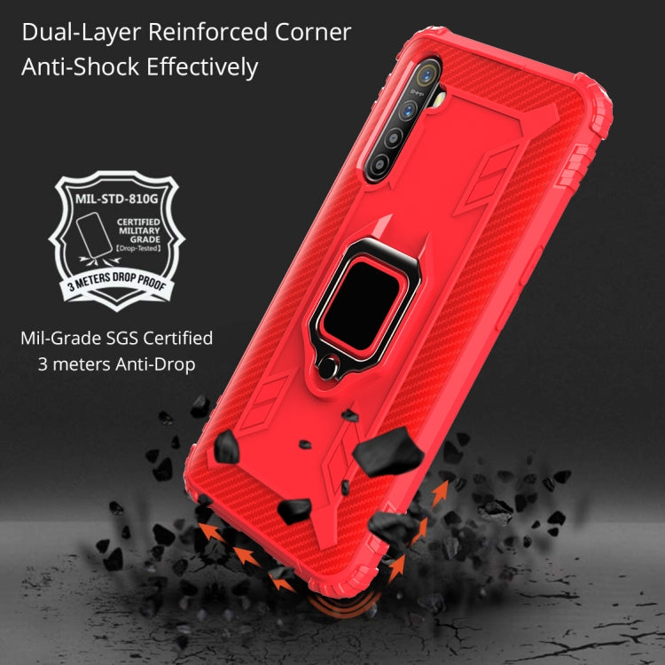 For OPPO A91 & F15 & Reno3 Carbon Fiber Protective Case with 360 Degree Rotating Ring Holder(Red) - OPPO Cases by buy2fix | Online Shopping UK | buy2fix