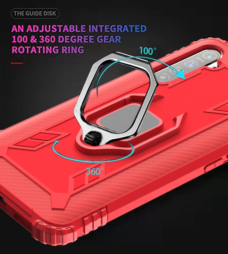 For OPPO A91 & F15 & Reno3 Carbon Fiber Protective Case with 360 Degree Rotating Ring Holder(Red) - OPPO Cases by buy2fix | Online Shopping UK | buy2fix