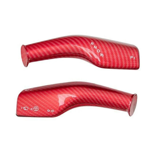 For Tesla Model 3 / Y 2pcs/Set Car Turn Signal Lever Carbon Fiber Pattern Protective Cover(Bright Red) by buy2fix