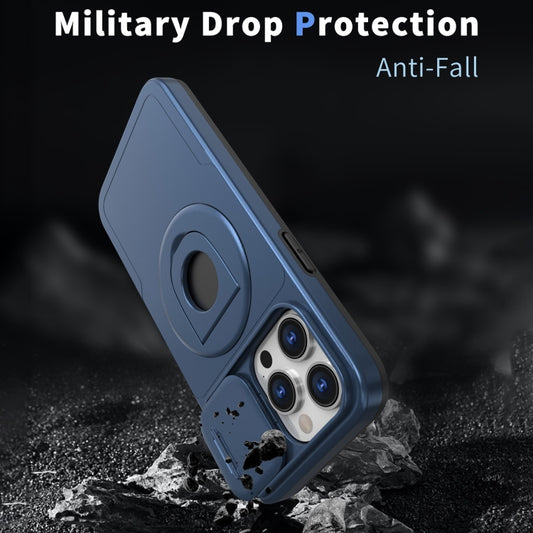 For iPhone 13 Pro Camshield MagSafe Ring Holder Armor Phone Case(Blue) by buy2fix