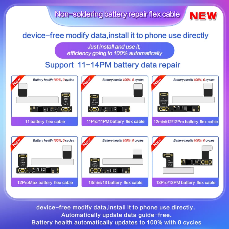 For iPhone 14 / 14 Plus I2C External Battery Repair Cable by i2C