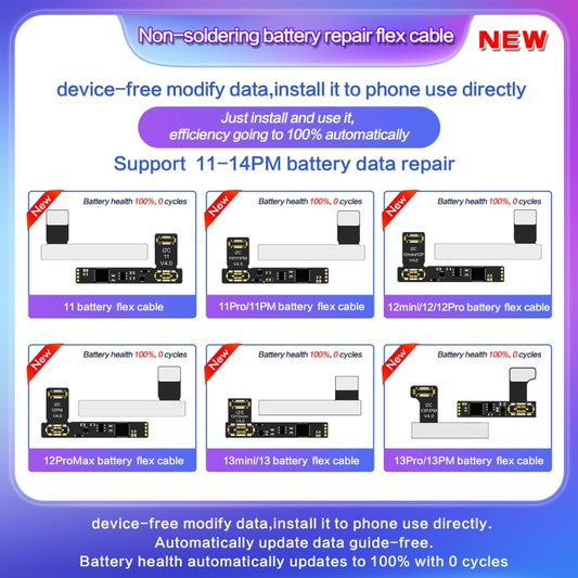 For iPhone 12 / 12 Pro / 12 mini I2C External Battery Repair Cable by i2C