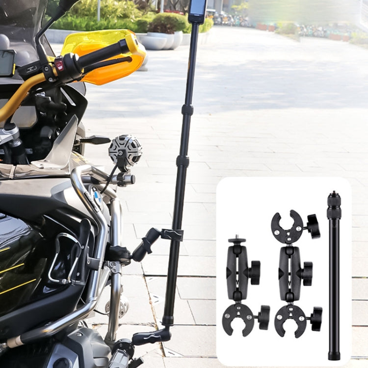 Dual-heads Crab & Single Heads Motorcycle Clamps Handlebar Fixed Mount 3-stage Telescopic Selfie Stick - Holder by buy2fix | Online Shopping UK | buy2fix