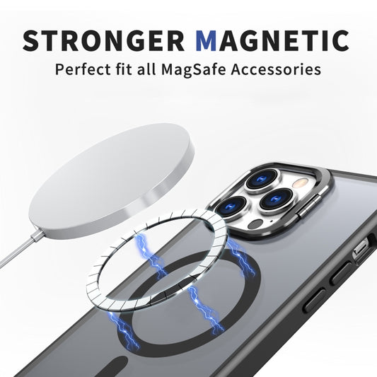 For iPhone 12 Pro Max Metal Invisible Camera Holder MagSafe Magnetic Phone Case(Black) by buy2fix
