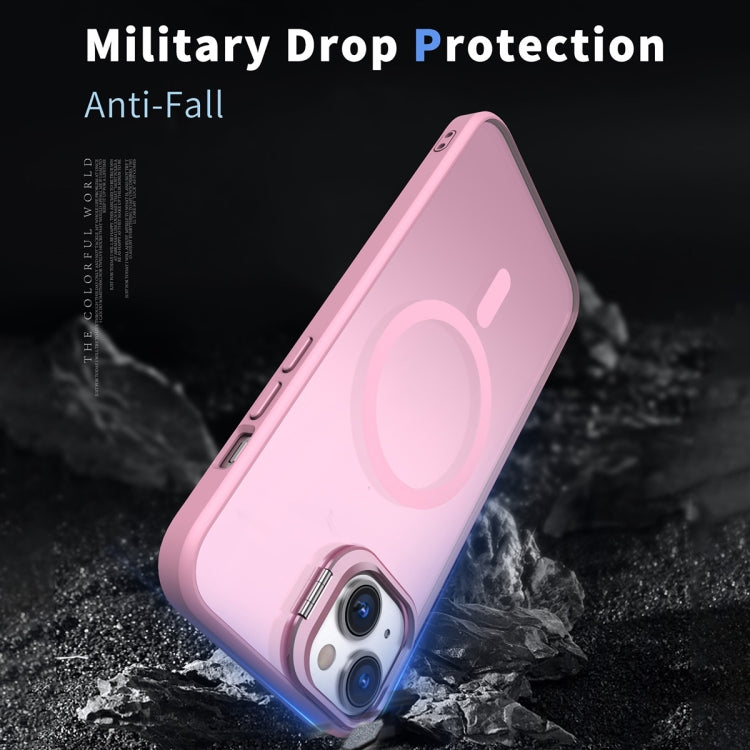 For iPhone 11 Metal Invisible Camera Holder MagSafe Magnetic Phone Case(Pink) by buy2fix