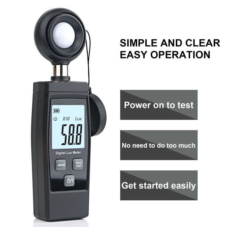 RZ851 Digital Light Meter, Range: 0-200,000 Lux(Black) - Light & Sound Meter by buy2fix | Online Shopping UK | buy2fix