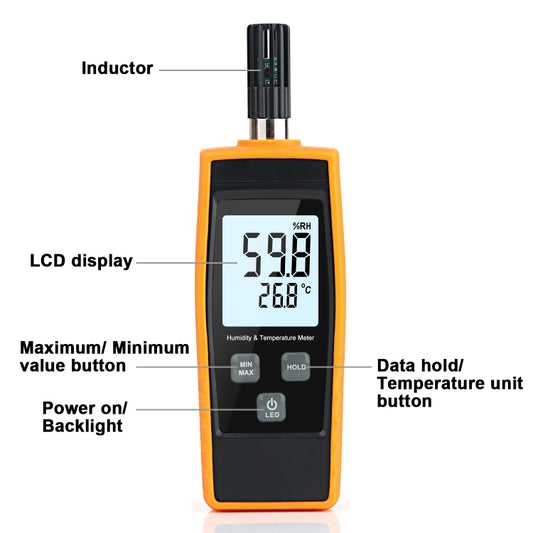RZ852 Digital Temperature and Humidity Meter(Orange) - Thermostat & Thermometer by buy2fix | Online Shopping UK | buy2fix