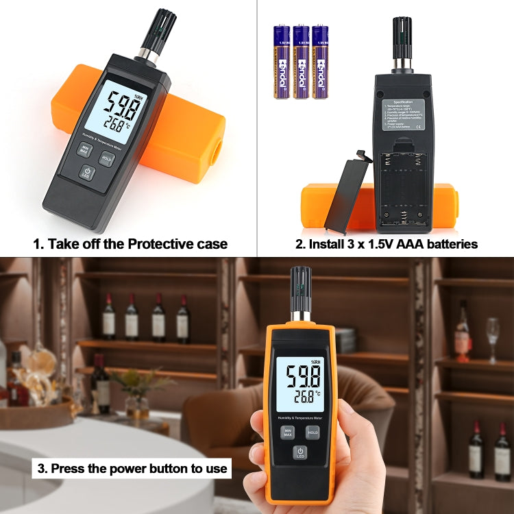 RZ852 Digital Temperature and Humidity Meter(Orange) - Thermostat & Thermometer by buy2fix | Online Shopping UK | buy2fix