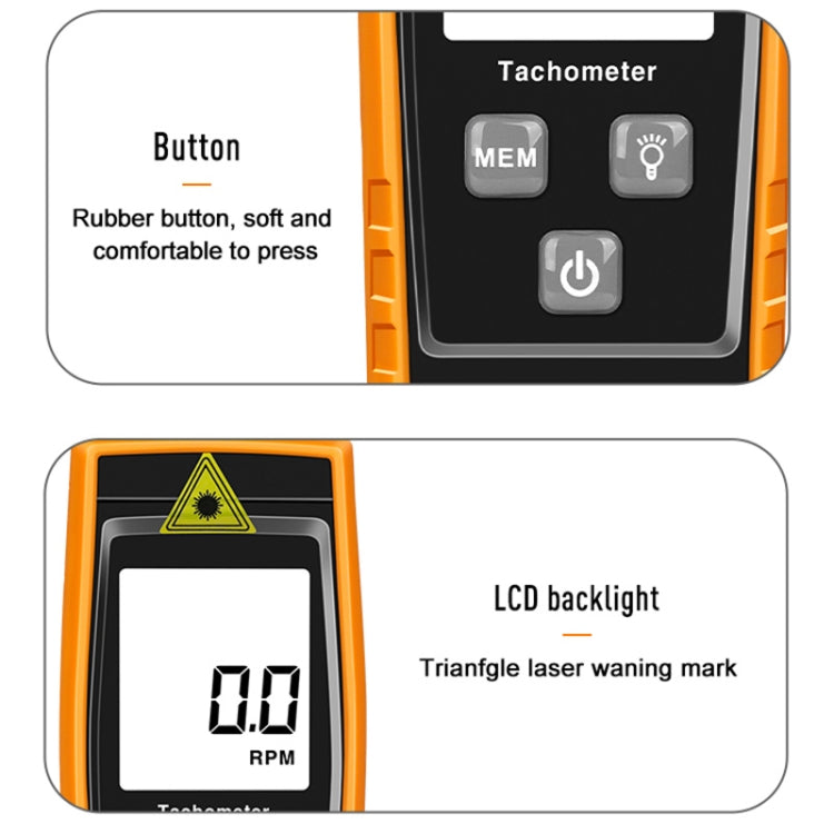 RZ835 Digital Tachometer, Range: 2.5-99999RPM(Orange) - Tachometers & Anemometer by buy2fix | Online Shopping UK | buy2fix
