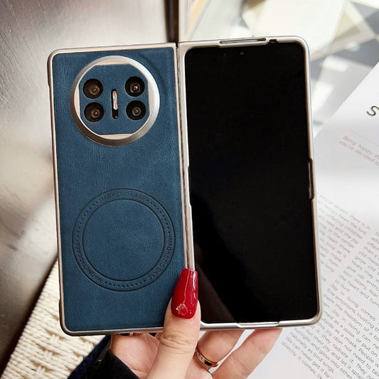For Huawei Mate X5 Skin Feel Leather Texture MagSafe Pearlescent Paint Shockproof Phone Case(Blue) by buy2fix