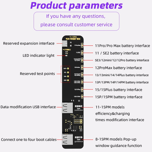 i2C KC02 Battery Data Repair Expansion Board Modifying Battery Efficiency for iPhone 11-15 Pro Max - Test Tools by i2C | Online Shopping UK | buy2fix