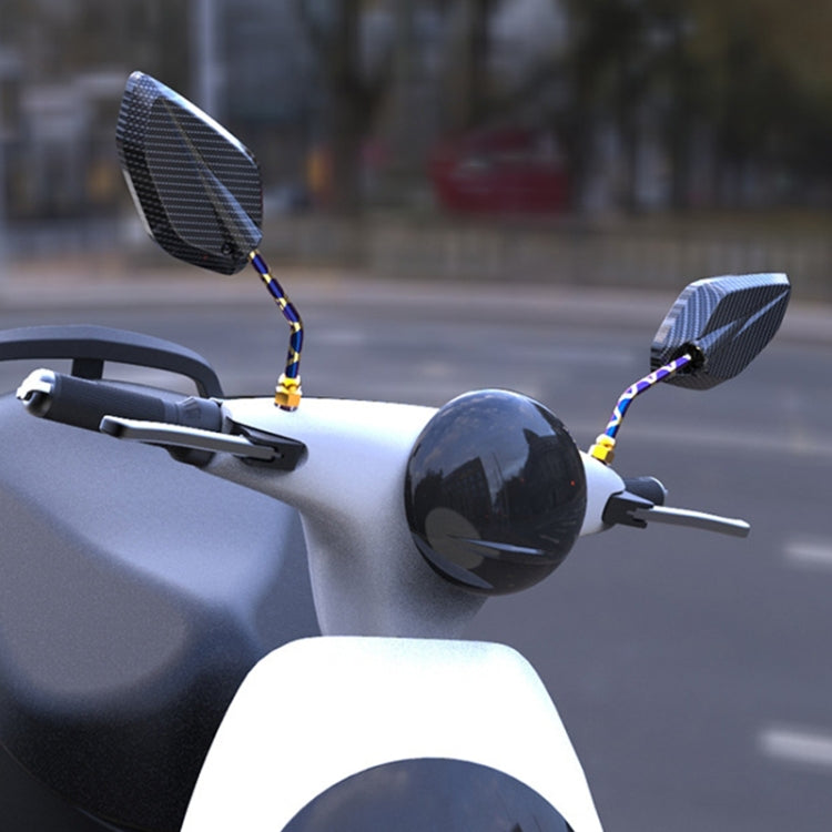 Motorcycle / Electromobile Modified Diamond-shaped Burnt Titanium Plating Rearview Mirror, Style:Carbon Fiber Type X Texture by buy2fix