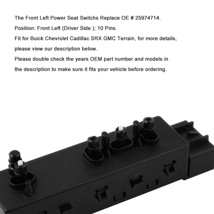Car Front Left (Driver Side) Power Seat Adjuster Switch Recliner Switch for Buick for Chevrolet 25974714 by buy2fix