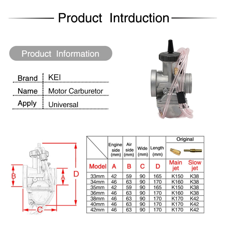 PWK35mm Universal Motorcycle Carburetor Carb Motor Carburetor - Engines & Engine Parts by buy2fix | Online Shopping UK | buy2fix