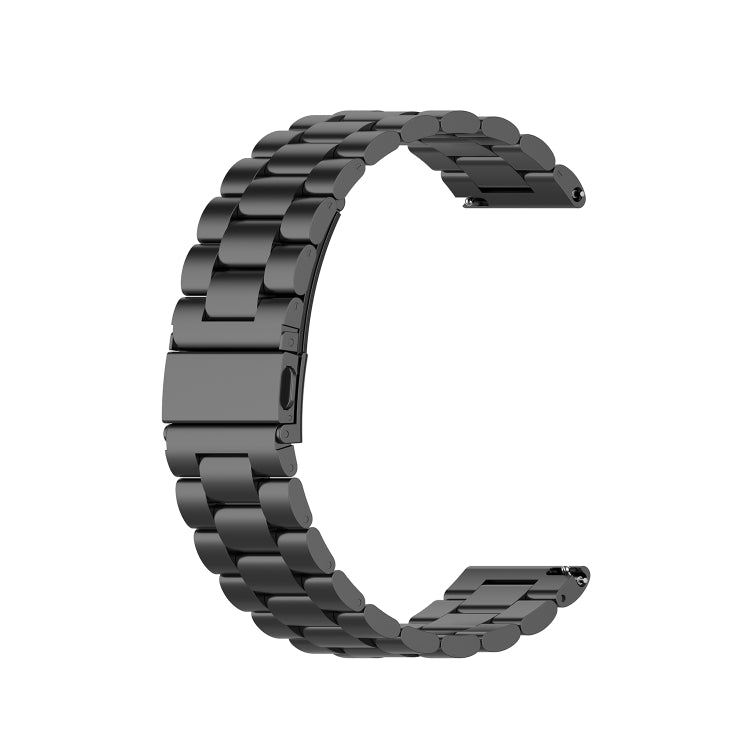 For Ticwatch GTX 22mm Three Buckle Stainless Steel Watch Band(Black) - Watch Bands by buy2fix | Online Shopping UK | buy2fix