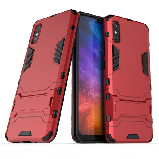 For Xiaomi Redmi 9A PC + TPU Shockproof Protective Case with Holder(Red) by buy2fix