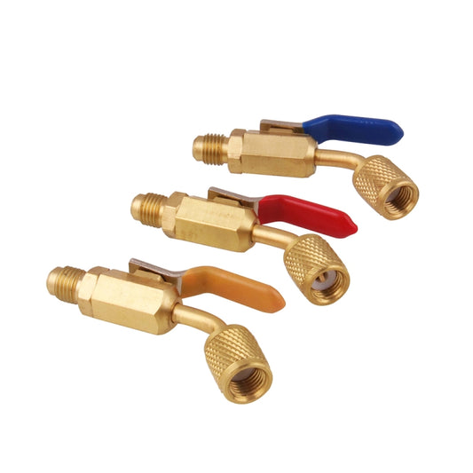 6 in 1 Car Air Conditioning Refrigerant Angled Compact Ball Valve for HVAC / AC Air Conditioning Maintenance by buy2fix