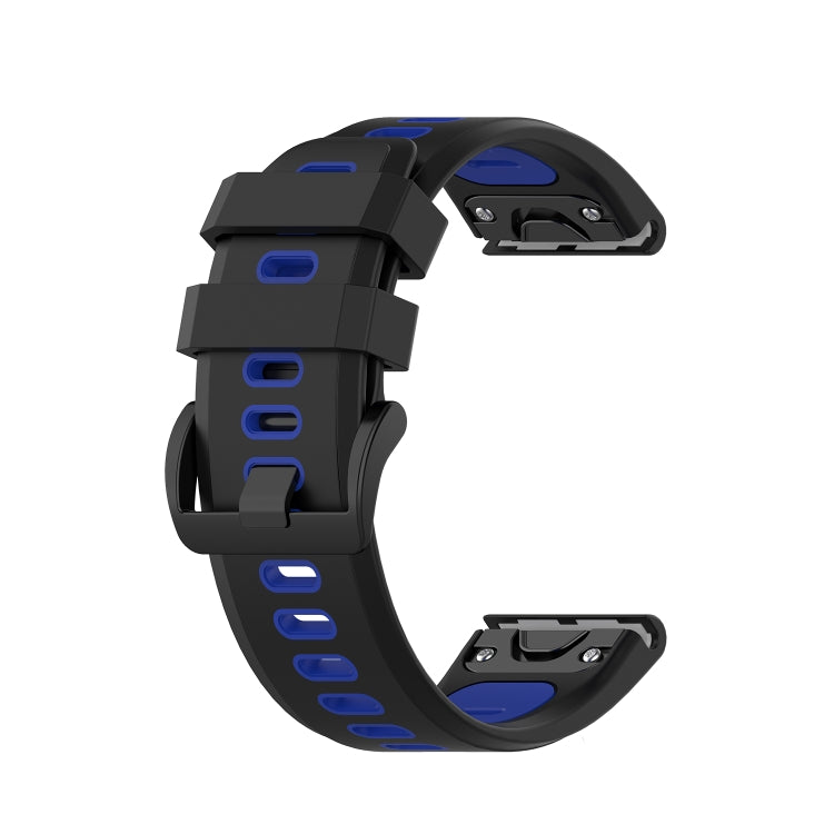 For Garmin Fenix 6X Two-color Silicone Watch Band(Black Blue) - Watch Bands by buy2fix | Online Shopping UK | buy2fix