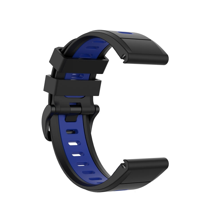 For Garmin Fenix 6X Two-color Silicone Watch Band(Black Blue) - Watch Bands by buy2fix | Online Shopping UK | buy2fix