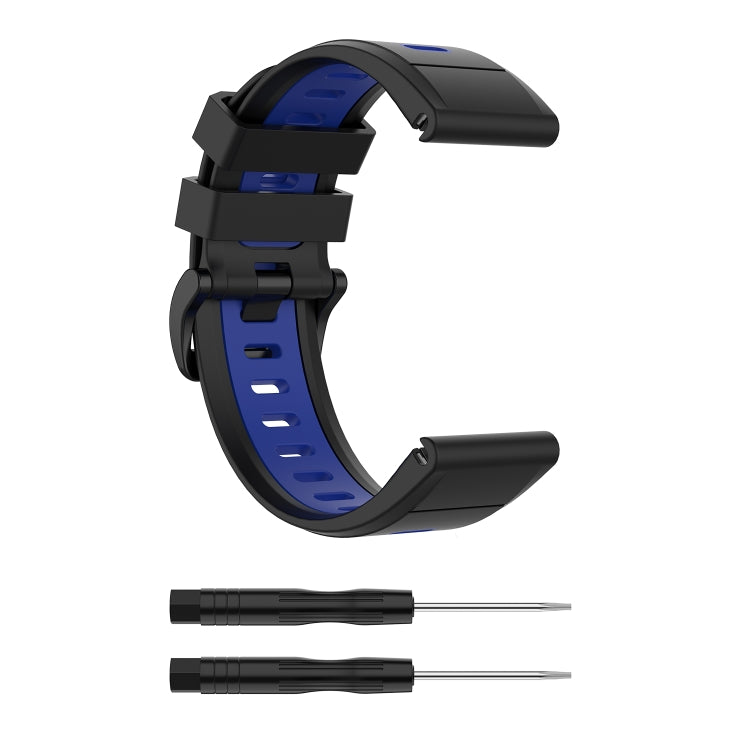 For Garmin Fenix 6X Two-color Silicone Watch Band(Black Blue) - Watch Bands by buy2fix | Online Shopping UK | buy2fix