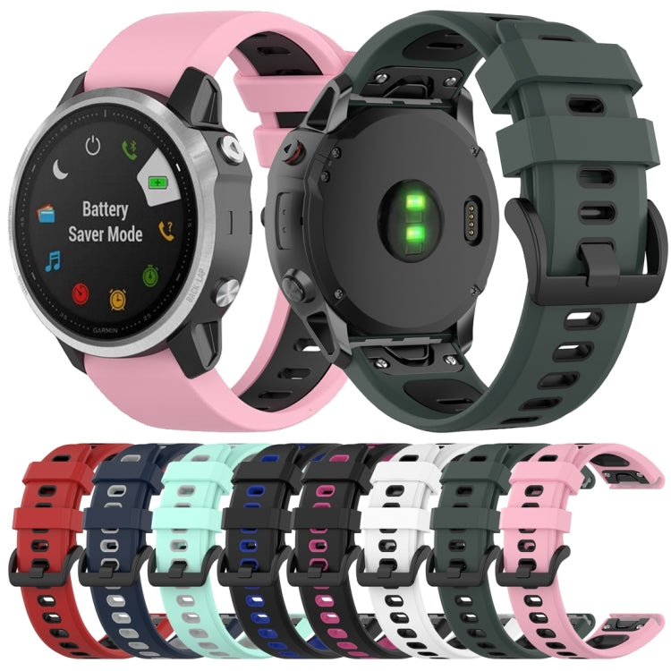 For Garmin Fenix 6X Two-color Silicone Watch Band(Black Blue) - Watch Bands by buy2fix | Online Shopping UK | buy2fix
