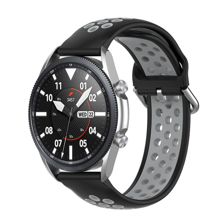 For Galaxy Watch 3 41mm Silicone Two-color Watch Band, Size: Free Size 20mm(Black Gray) - Watch Bands by buy2fix | Online Shopping UK | buy2fix