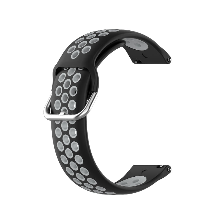 For Galaxy Watch 3 41mm Silicone Two-color Watch Band, Size: Free Size 20mm(Black Gray) - Watch Bands by buy2fix | Online Shopping UK | buy2fix