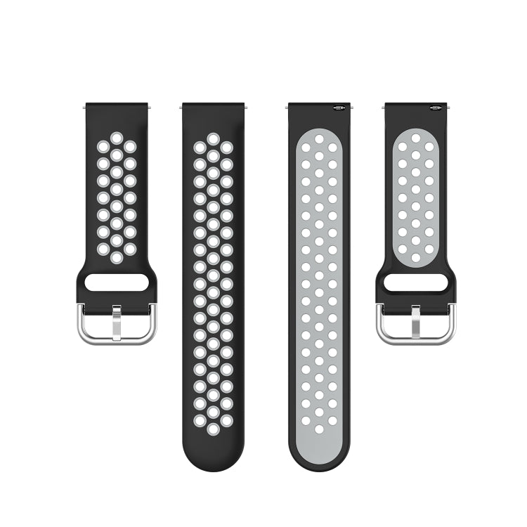 For Galaxy Watch 3 41mm Silicone Two-color Watch Band, Size: Free Size 20mm(Black Gray) - Watch Bands by buy2fix | Online Shopping UK | buy2fix
