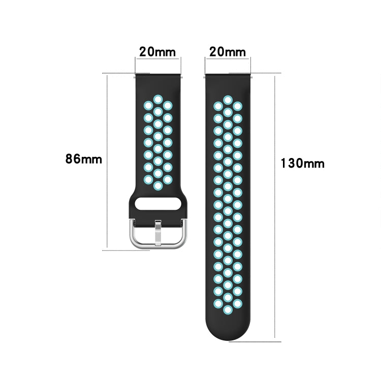 For Galaxy Watch 3 41mm Silicone Two-color Watch Band, Size: Free Size 20mm(Black Gray) - Watch Bands by buy2fix | Online Shopping UK | buy2fix