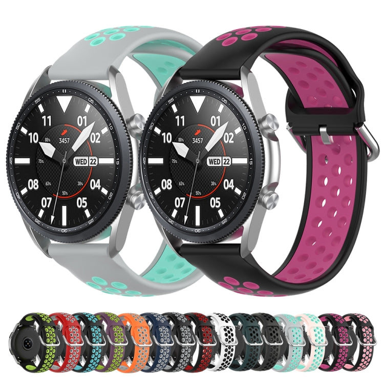 For Galaxy Watch 3 41mm Silicone Two-color Watch Band, Size: Free Size 20mm(Black Gray) - Watch Bands by buy2fix | Online Shopping UK | buy2fix