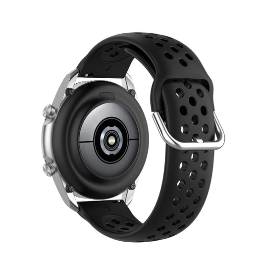 For Galaxy Watch 3 45mm Silicone Solid Color Watch Band, Size: Free Size 22mm(Black) by buy2fix